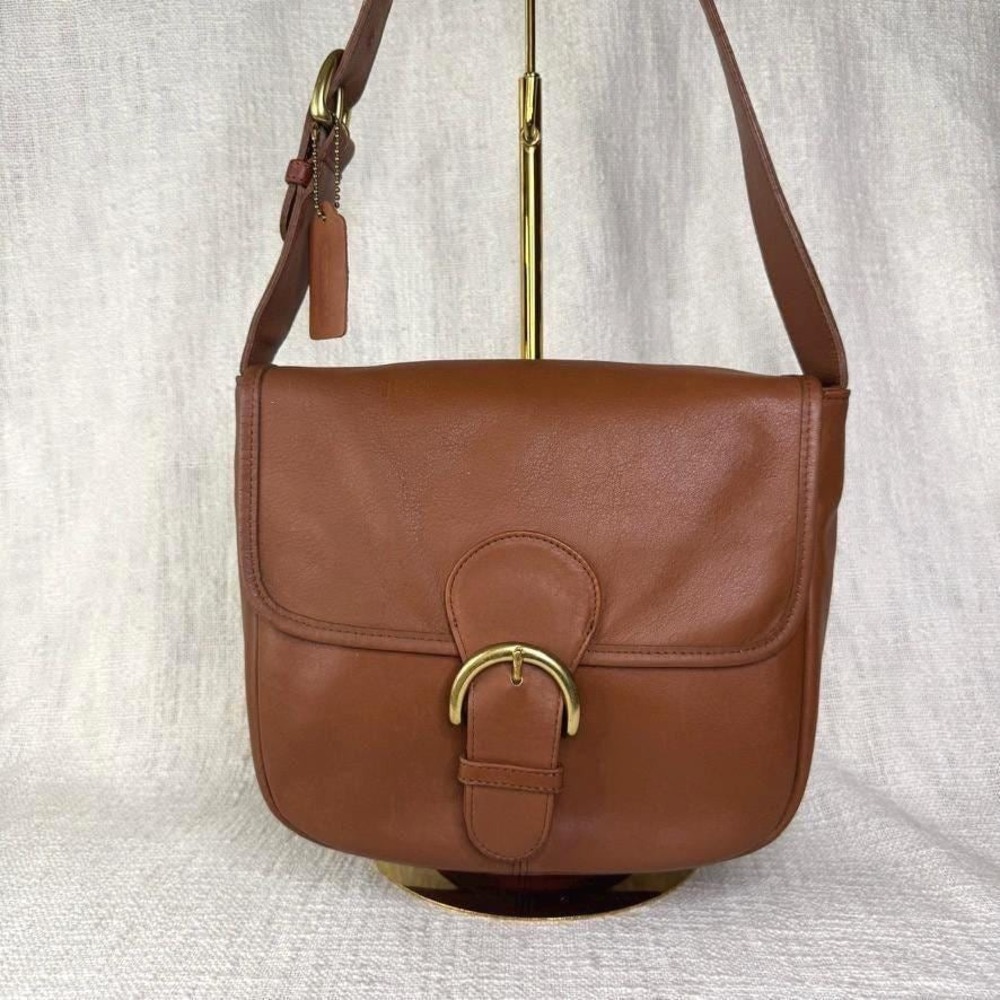 Coach Brown Leather Crossbody Bag with Gold Hardware